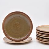 Série d'assiettes en grès 1970 Pierre Digan