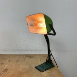 Vintage Green Enamel Bank Lamp, 1950s