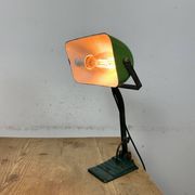 Vintage Green Enamel Bank Lamp, 1950s