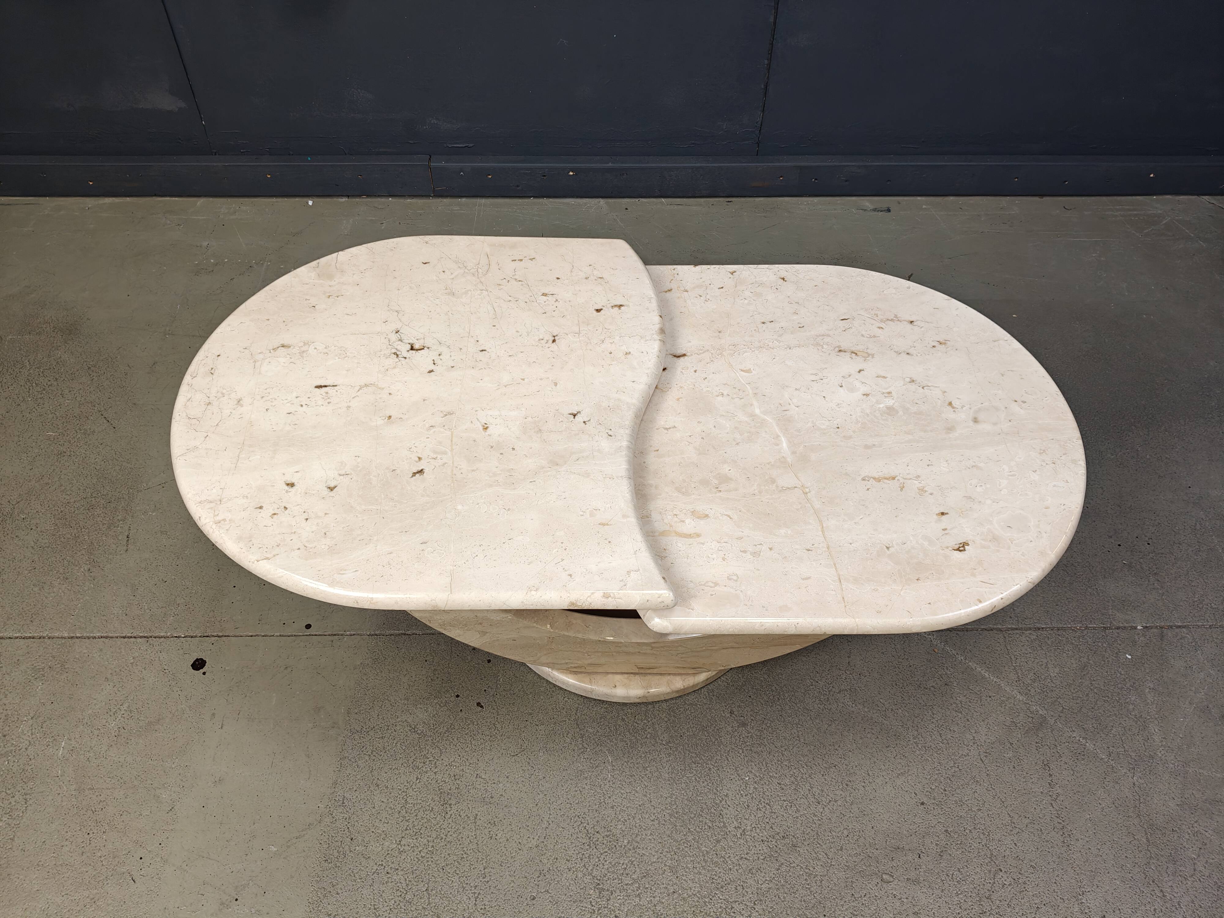 Vintage two tier travertine coffee table, 1970s