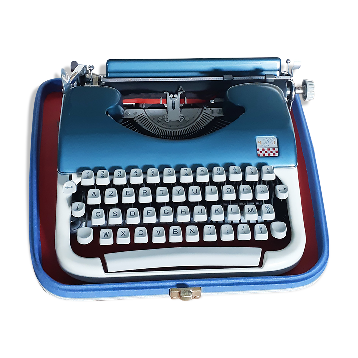 Functional blue typewriter