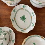 Gorgeous Herend Hungary Apponyi Chinese Bouquet Green Complete Dinner, Brea