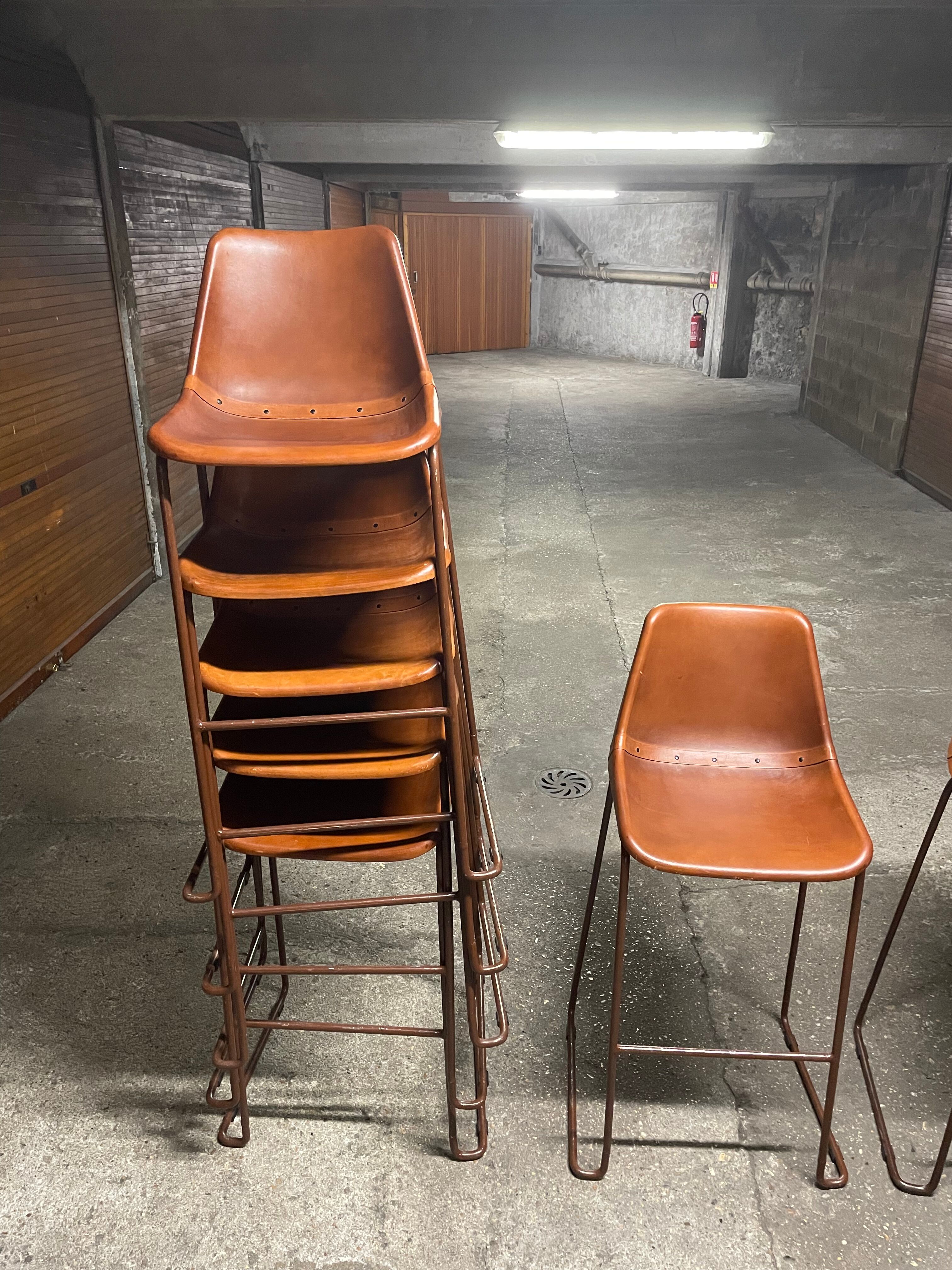 Vintage bar chair goat leather brown