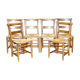 Set of six Dutch oak chairs with woven straw seats, circa 1860.