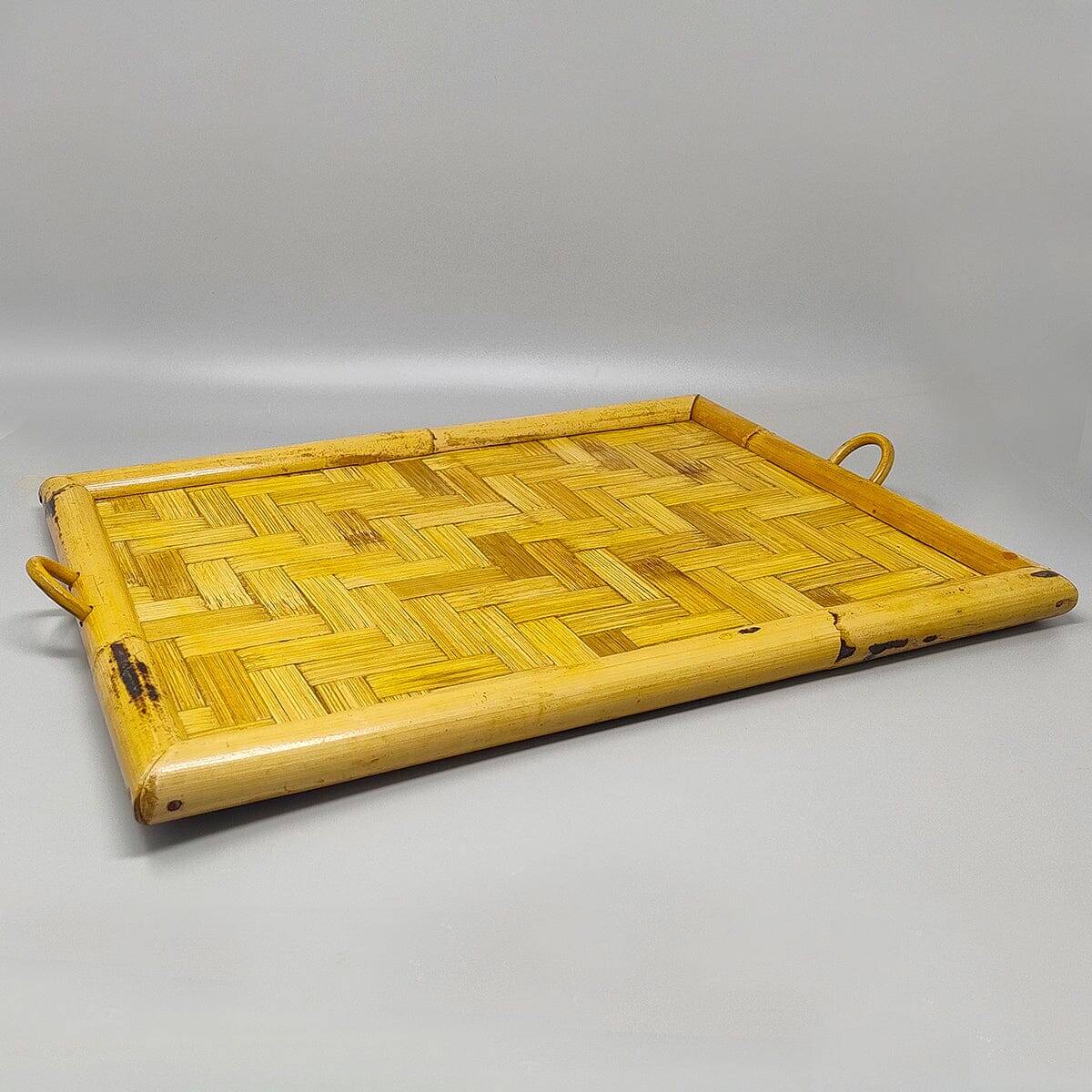 1970s Astonishing Italian Tray in Bamboo, Rattan and Wicker. Made in Italy