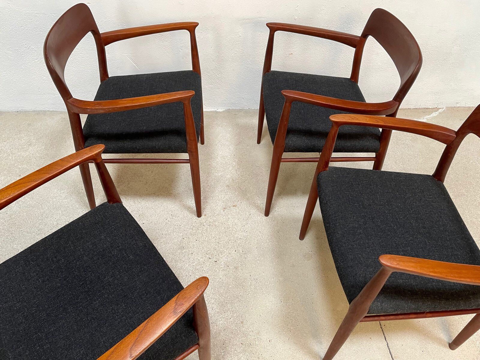Danish teak model 56 chairs by Niels O. Møller for J.L. Møllers, 1954, set of 4