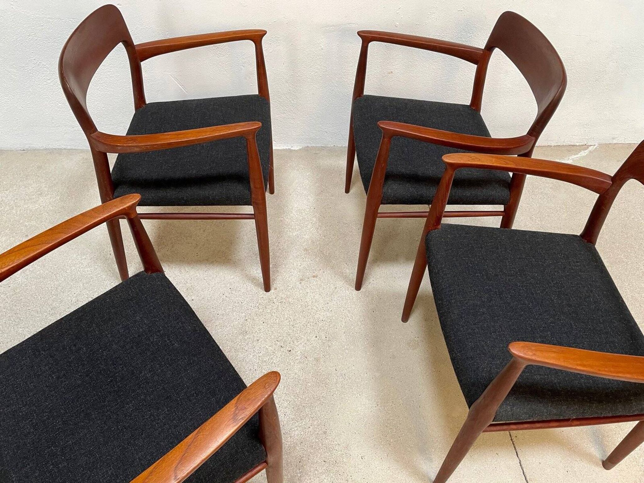 Danish teak model 56 chairs by Niels O. Møller for J.L. Møllers, 1954, set of 4