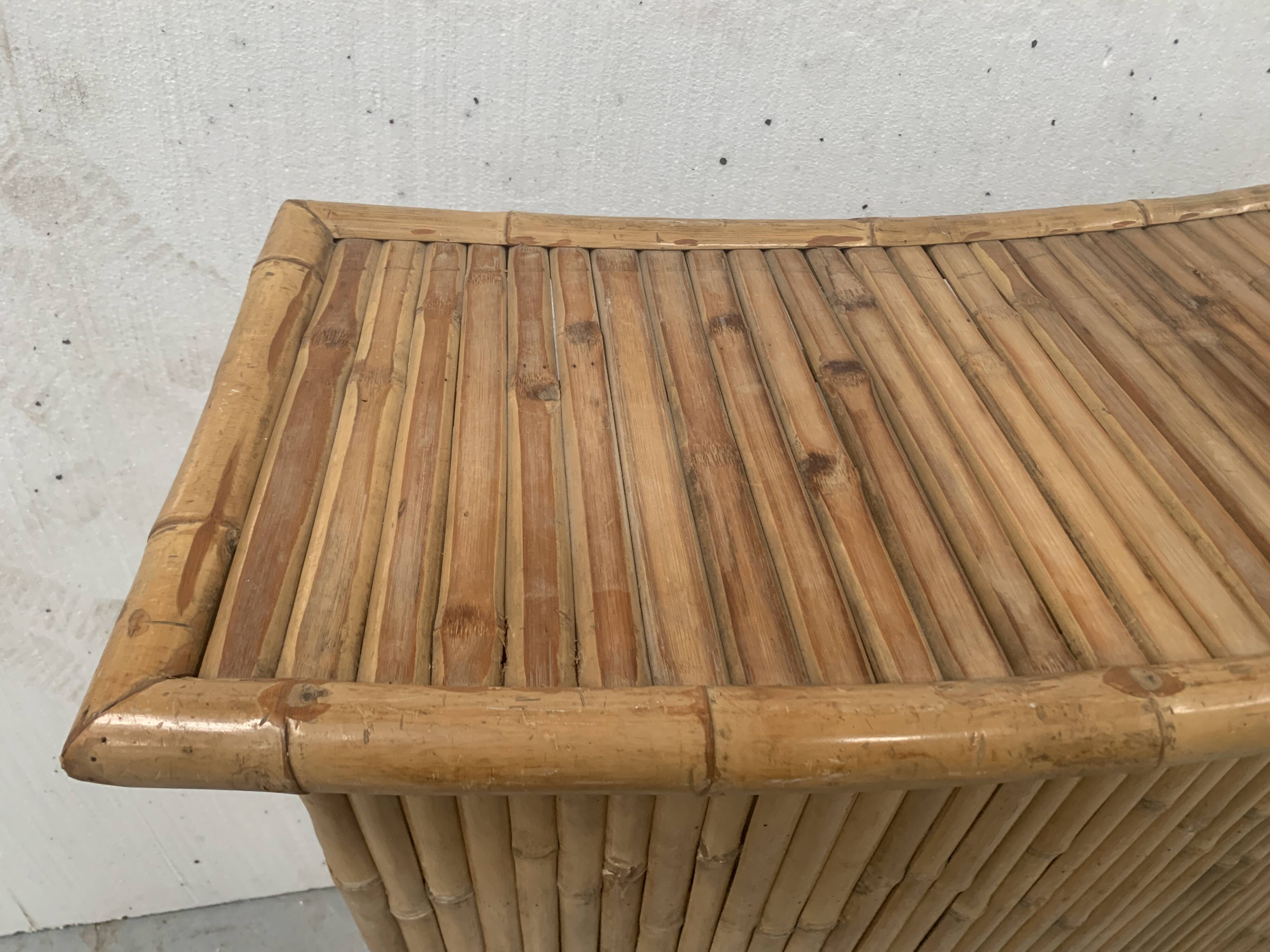 20th century woven bamboo half-moon bar