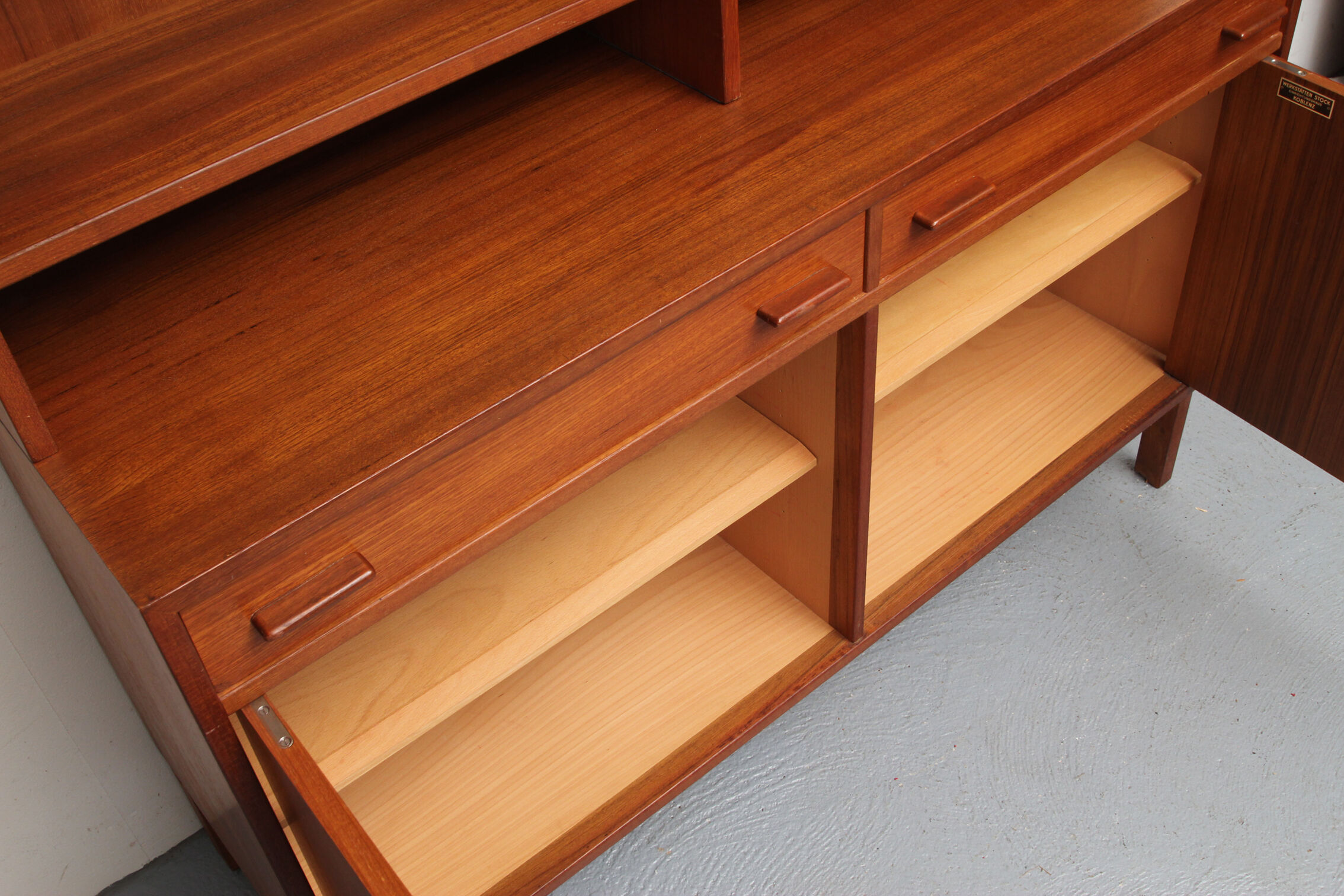 Model 3, 1960s sideboard in teak with rack, Interier Praha