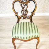 Vintage Walnut Chairs in Light Green, 1890s, Set of 5