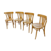 4 chaises bistrot en bois massif blond style Fischel
