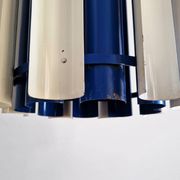 Rare blue and white 'Mexico' pendant lamp by Yki Nummi for Orno, 1960s