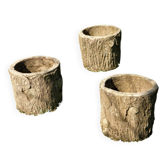 3 jardinières "troncs", années 60