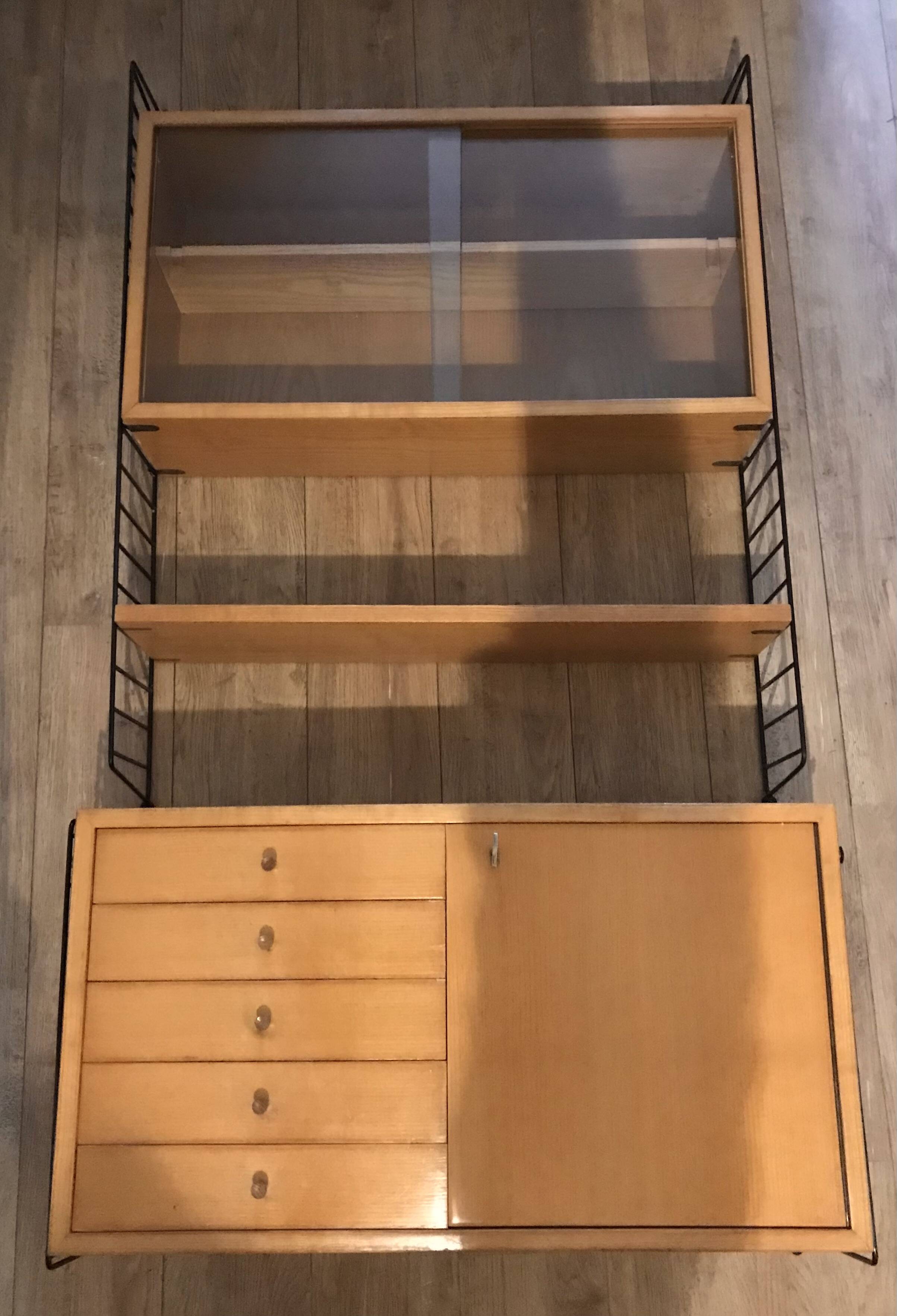 String wall unit, shelf unit and display case, Sweden 1960