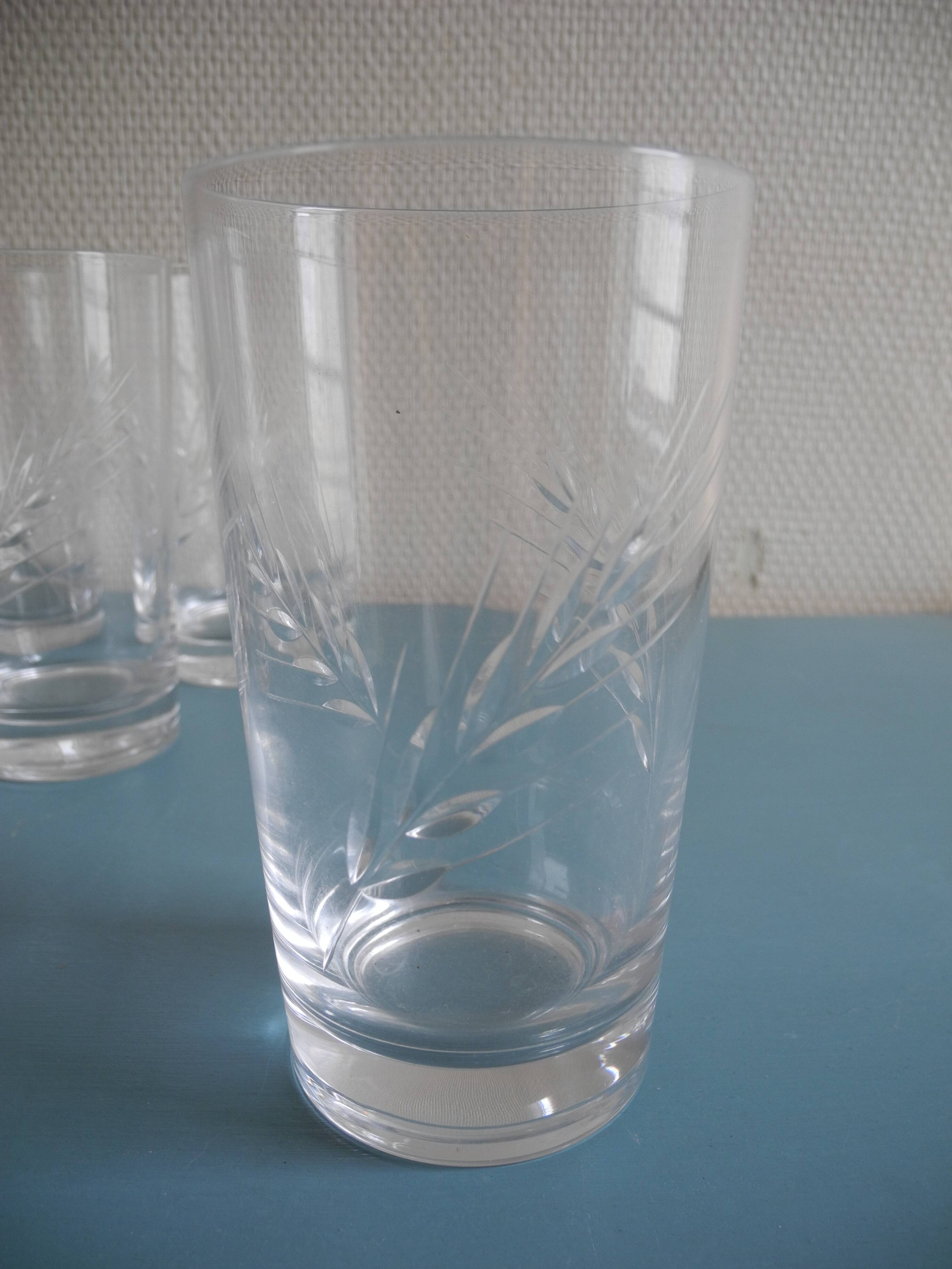 6 verres orangeade cristal d'Arques Fleury vintage french crystal glasses