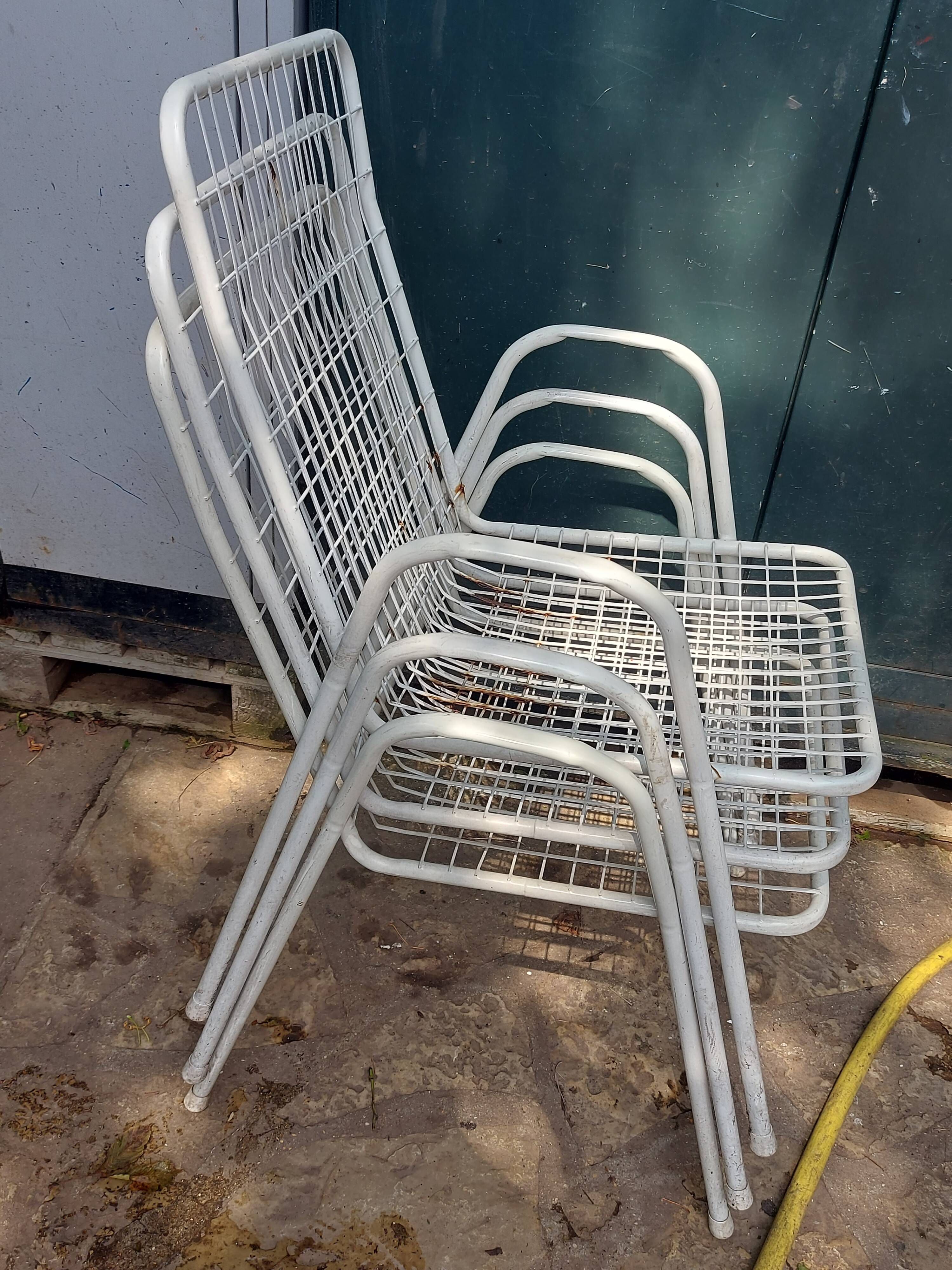 Lot de 3 fauteuils en métal vintage design italien emu modèle rio