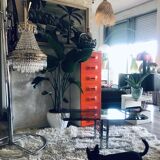 Crystal and brass chandelier