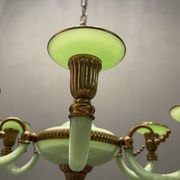 Art Deco Italian Green Opaline Glass Light Pendant