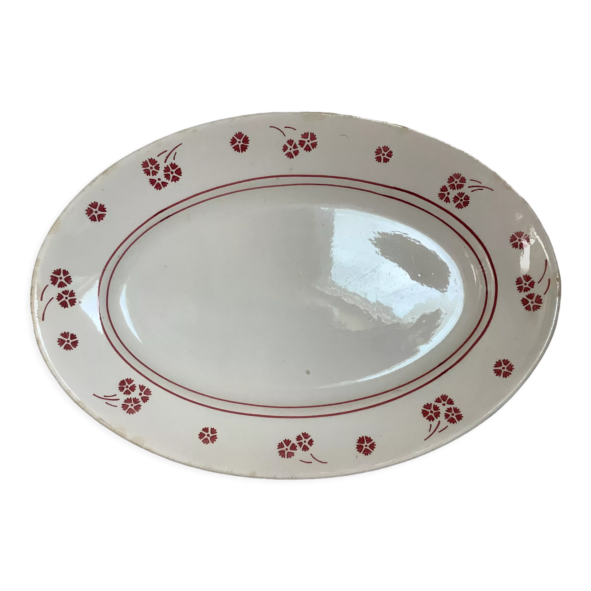 Oval earthenware dish, Luneville model Daniel