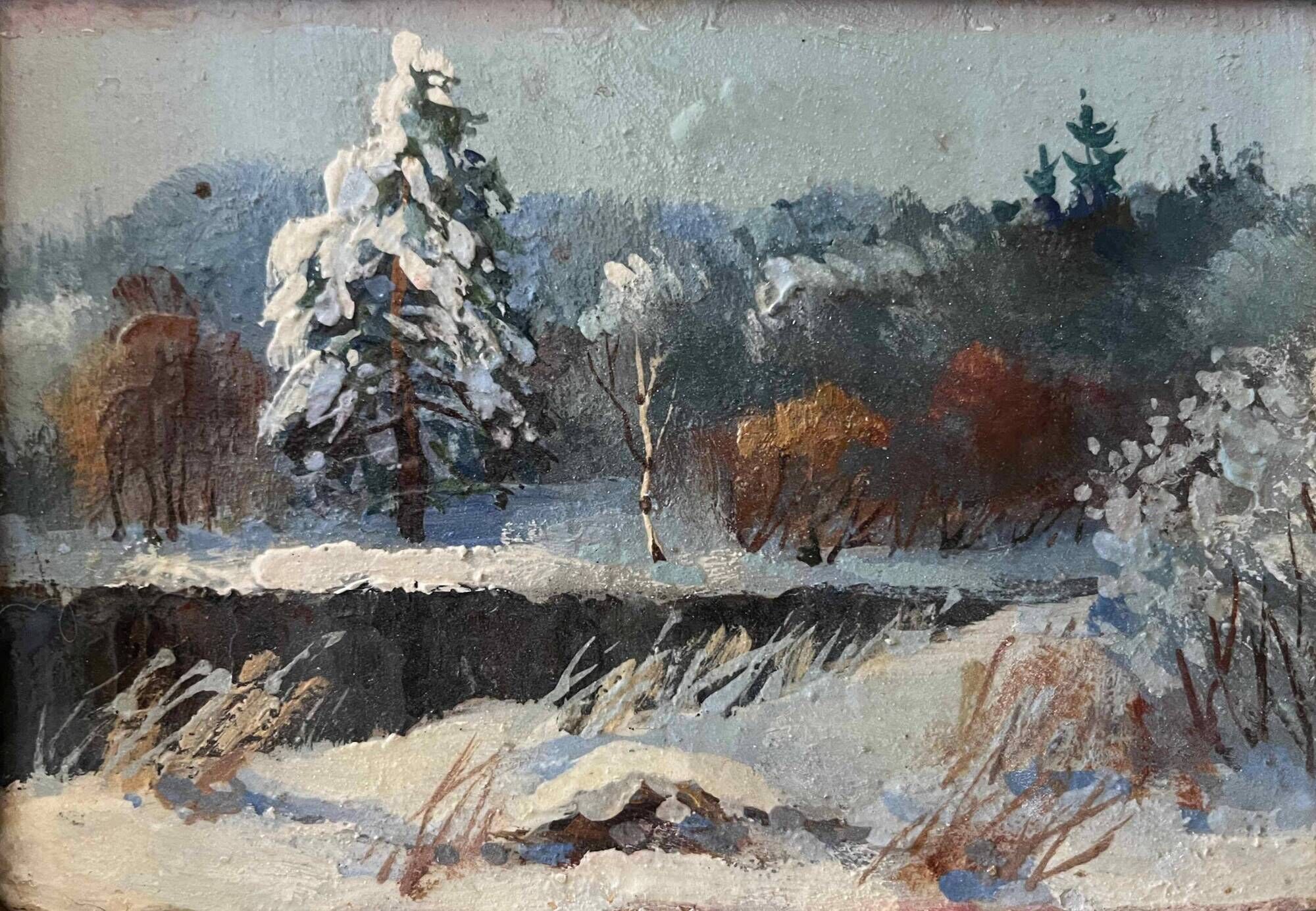 HSP painting "Trees in winter" Vladimir Vostrikov Russian sc.