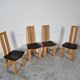 4 chaises  en cuir et bois , années 80