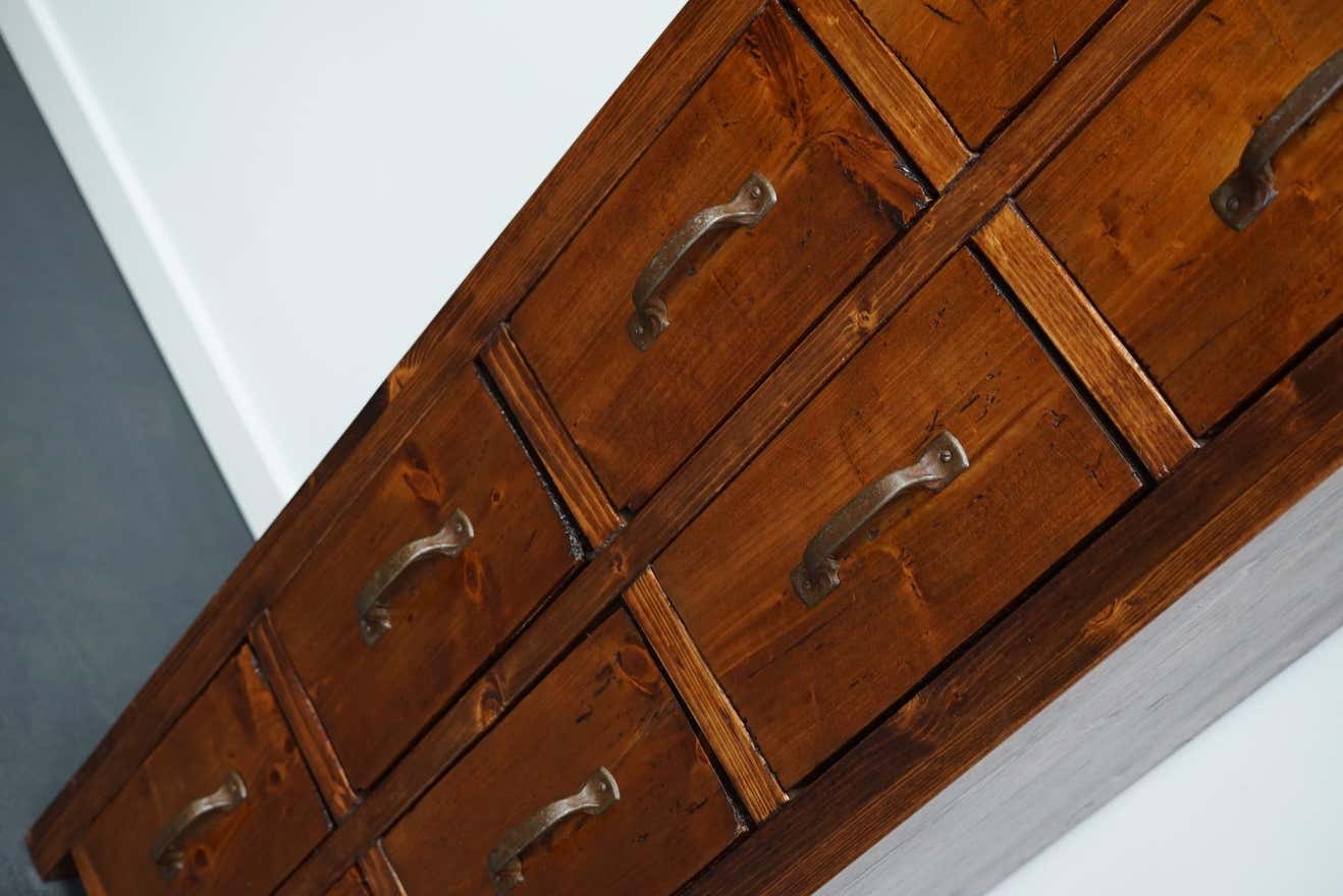 Apothecary or industrial workshop cabinet in pine Netherlands 1930