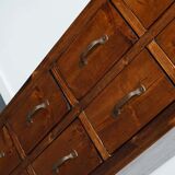 Apothecary or industrial workshop cabinet in pine Netherlands 1930