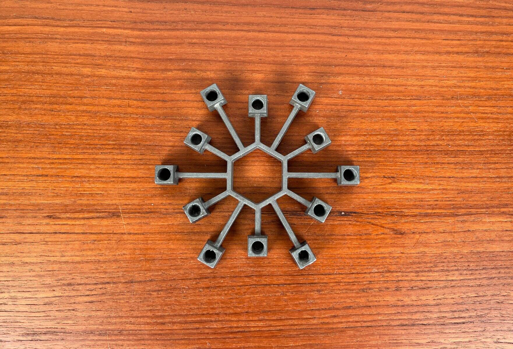 Brutalist Danish candlestick in cast iron from the mid-century by Jens H. Quistgaard for Paro, 1960s.