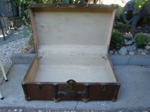 Old brown canvas trunk