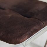 5 tubular chairs in suede and chrome by Roche Bobois, 1970.