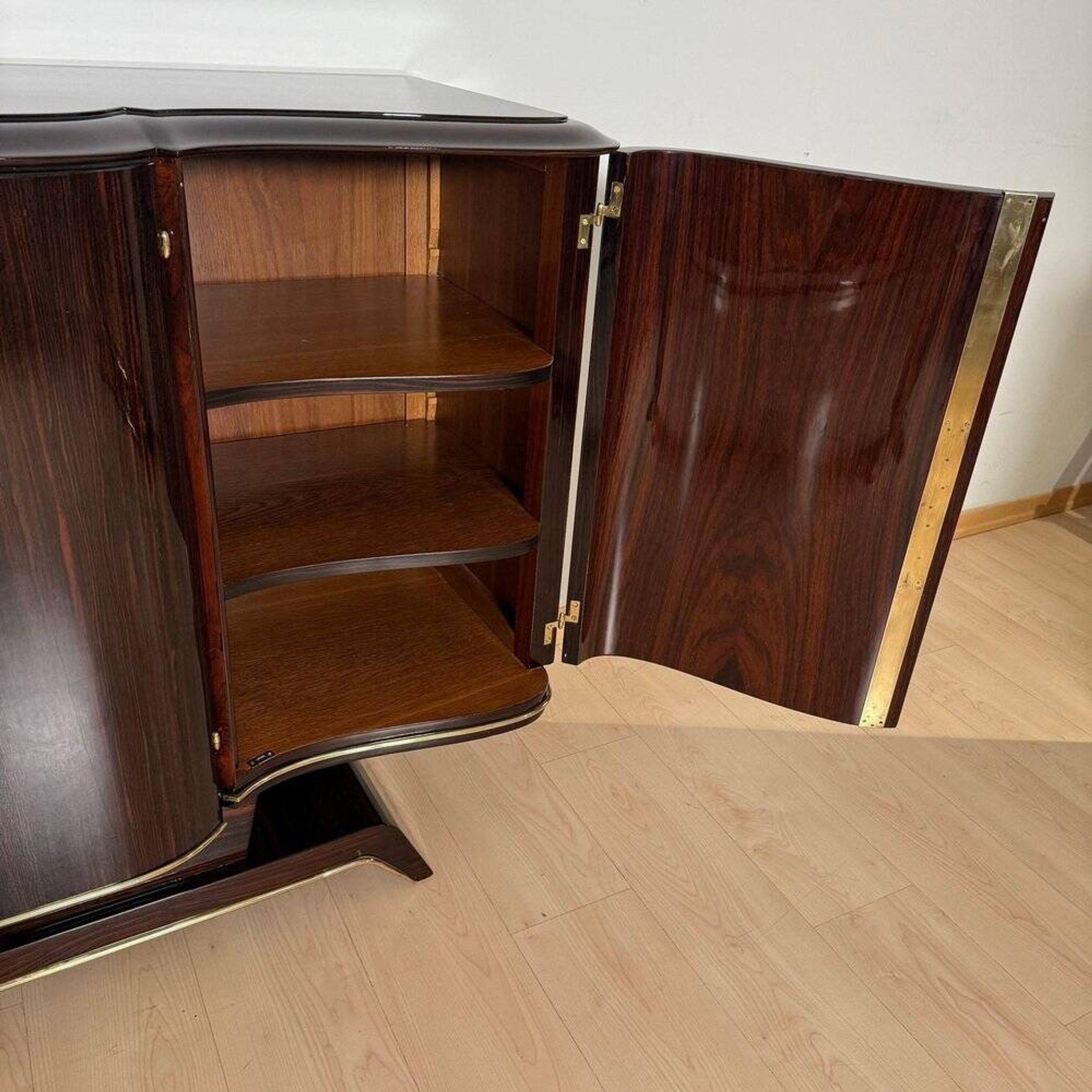 Art Deco Sideboard in Macassar Ebony and Brass, Paris, 1930s