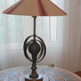 Wrought iron lamp with armillary sphere decorations