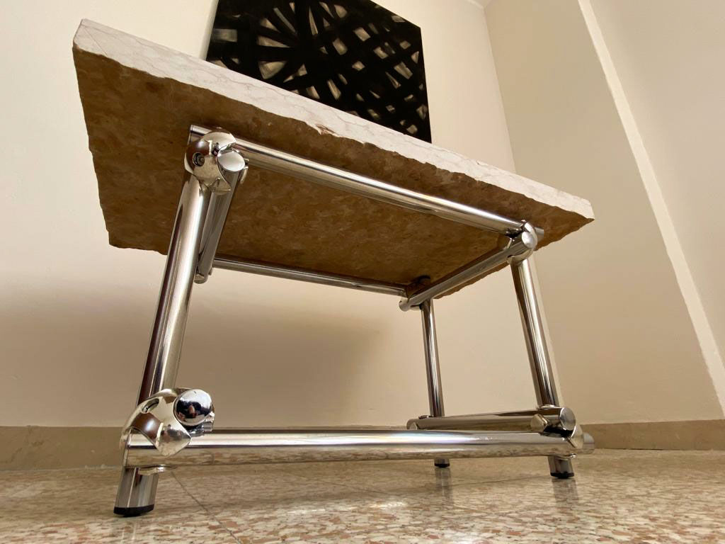 Coffee table in chromed rod