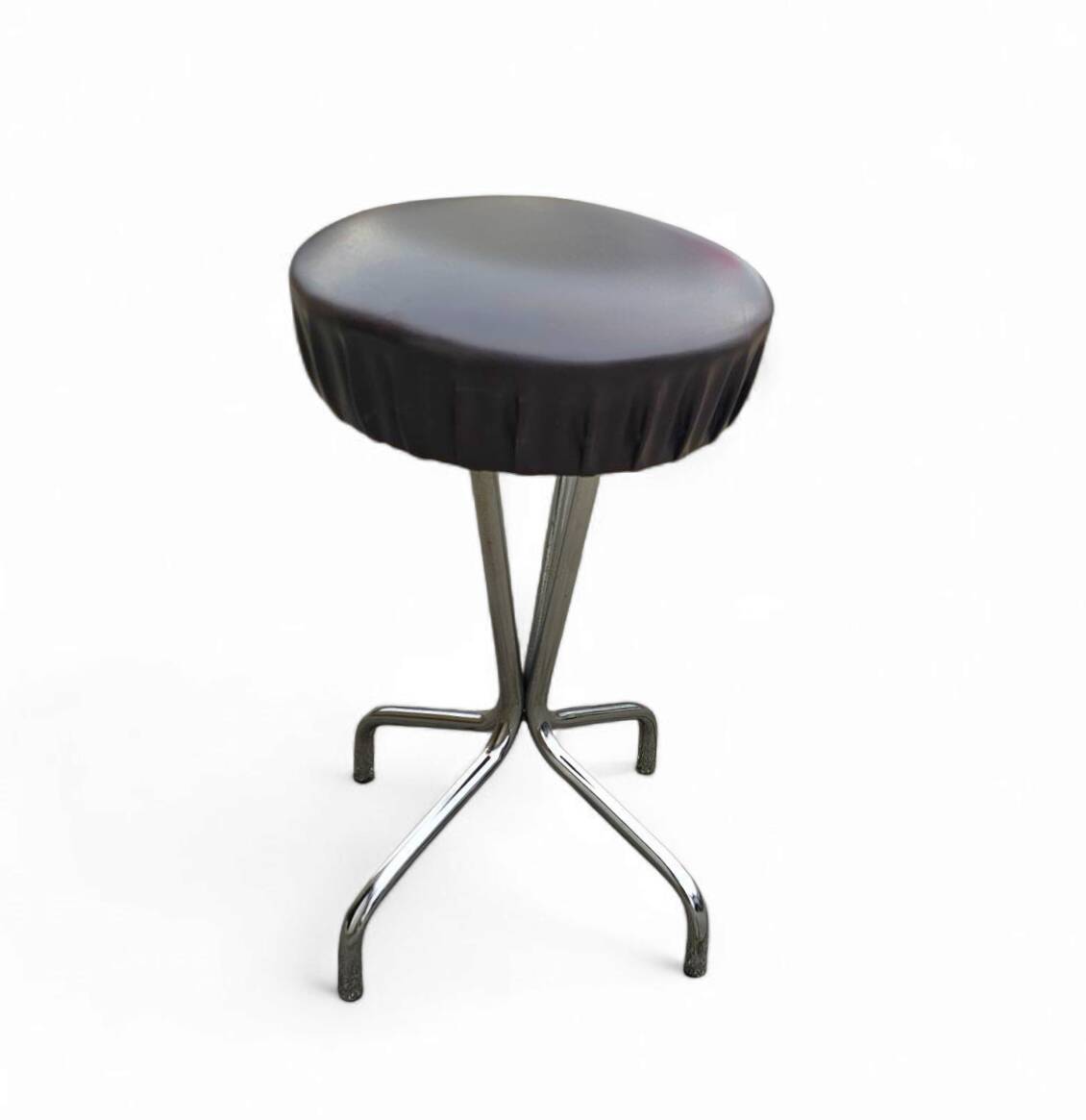 3 x stool / black top / chrome frame / 1970s  / Height 53 Depth 40 cm