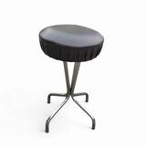 3 x stool / black top / chrome frame / 1970s  / Height 53 Depth 40 cm