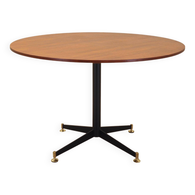 Table ronde en teck, design italien, années 1970, production : Italie