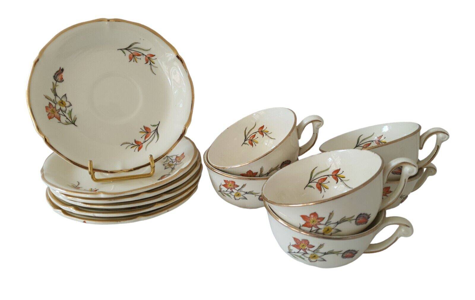 Saverne Céranord Saint Amand Semi Vitrified Tea Service 12 Pieces 1960s