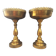 Pair of Large Cassolette Cups on Feet Gold Metal Centerpiece