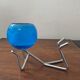 Pair of vintage candle holders 80s in stainless steel and glass paste