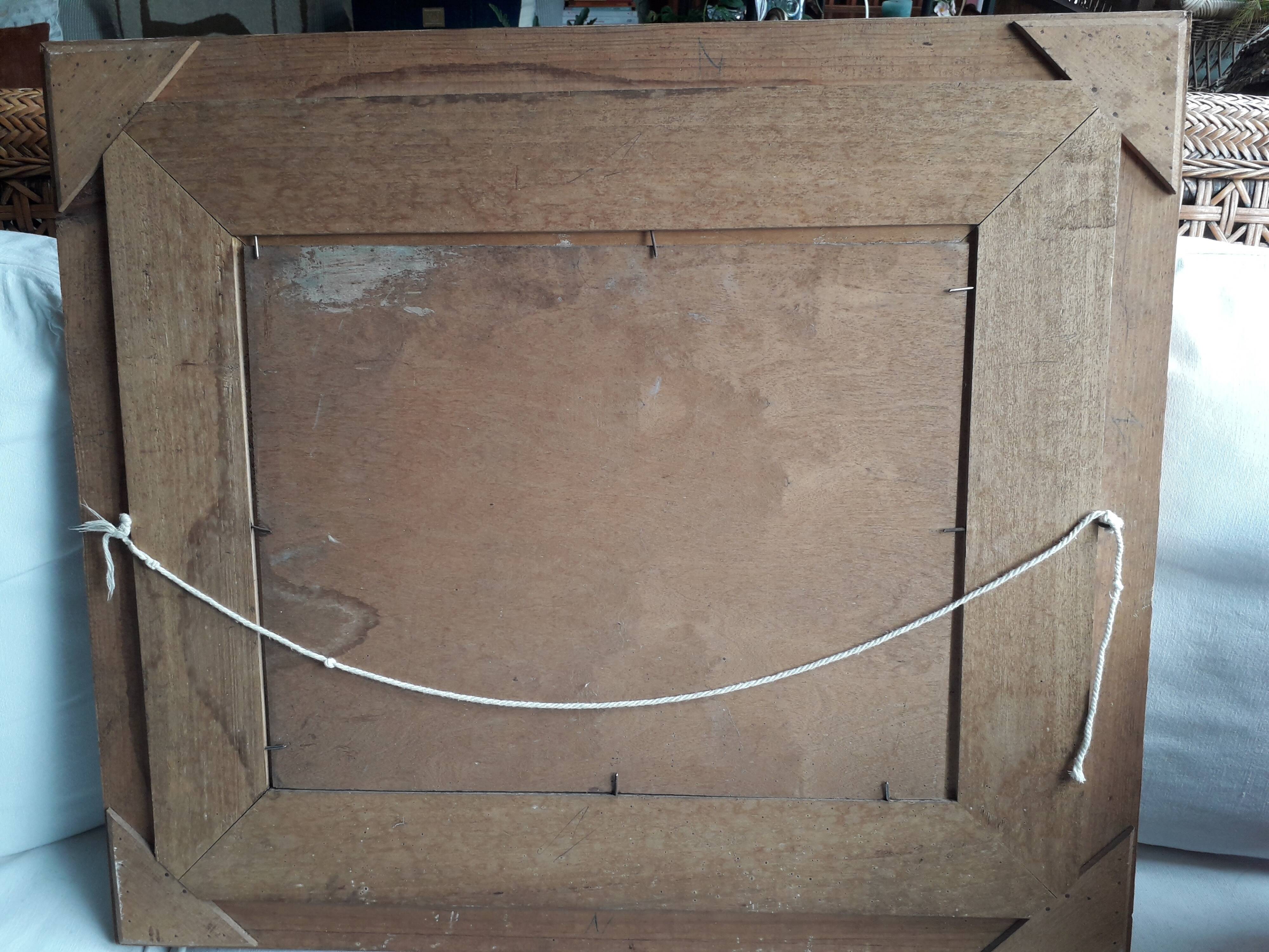 Old oil painting representing a landscape