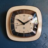 Vintage clock wall clock silent square "SMI Beige Black"