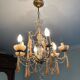 Superb antique chandelier brass/glass/Murano opal.