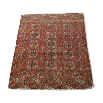 ancient Turkmen oriental carpet handmade Bukhara  118 X 105 cm