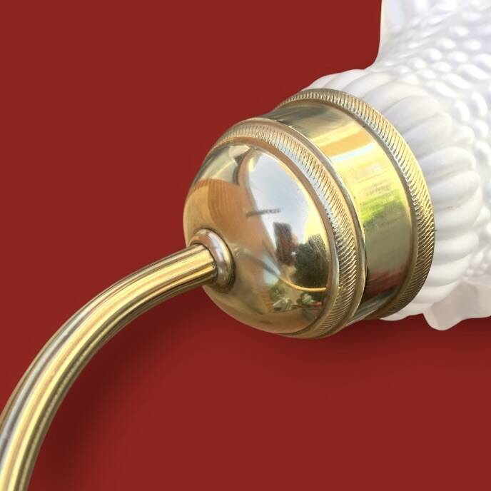 Antique brass and glass swan neck bedside lamp.