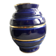 Large vintage blue and gold vase