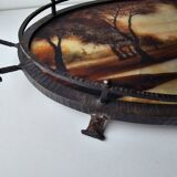 Wrought iron serving tray, Art Nouveau style, Art Deco period, Signed GERMON