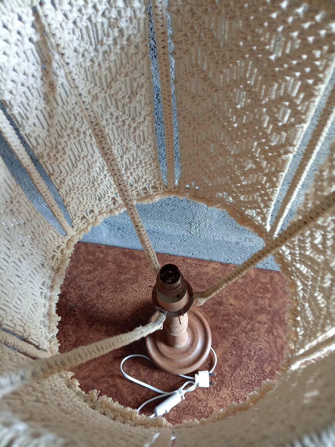 Vintage macramé lamp