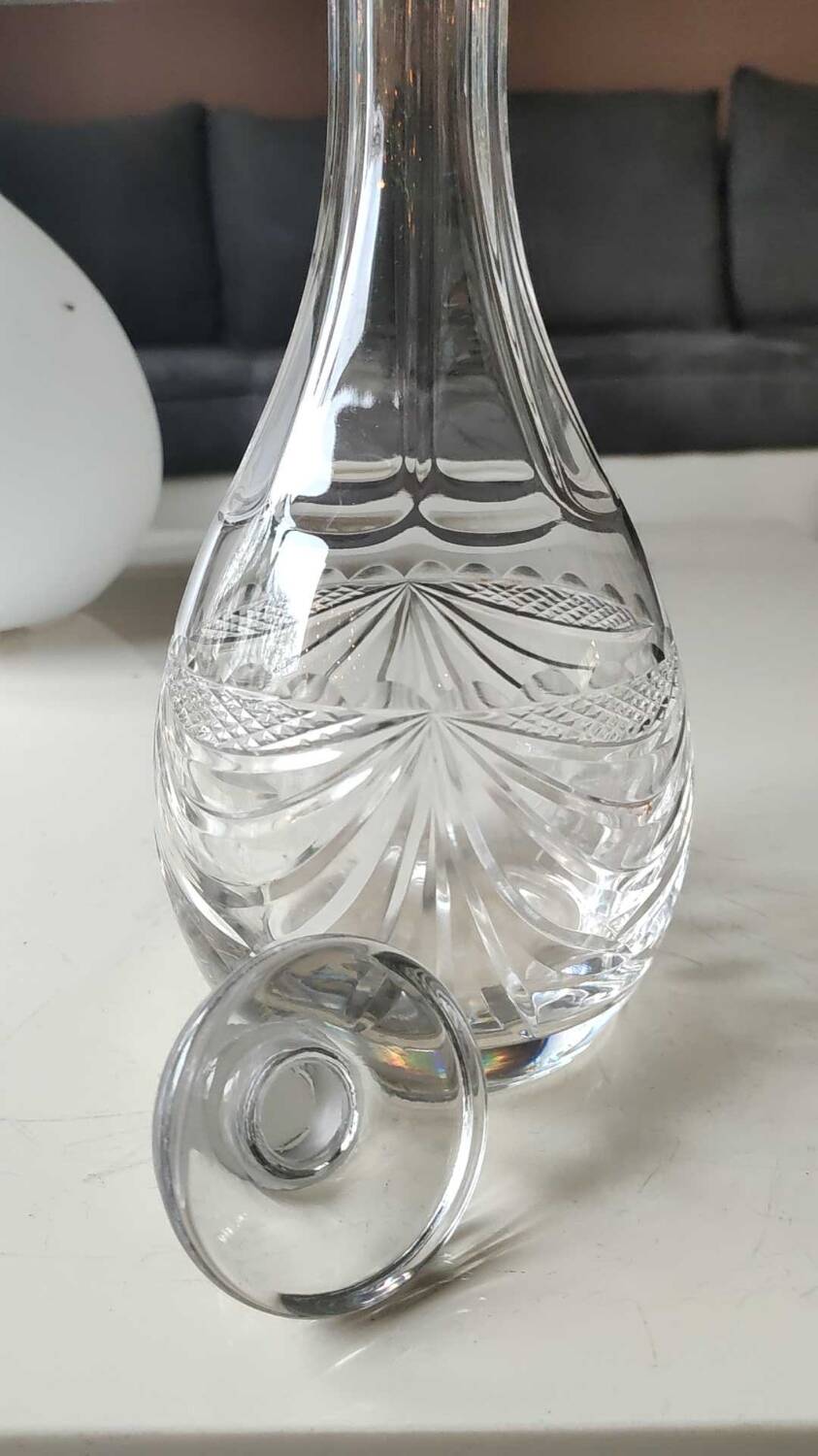 Lorraine crystal design carafe/gérard model. empire style decor. height 28 cm
