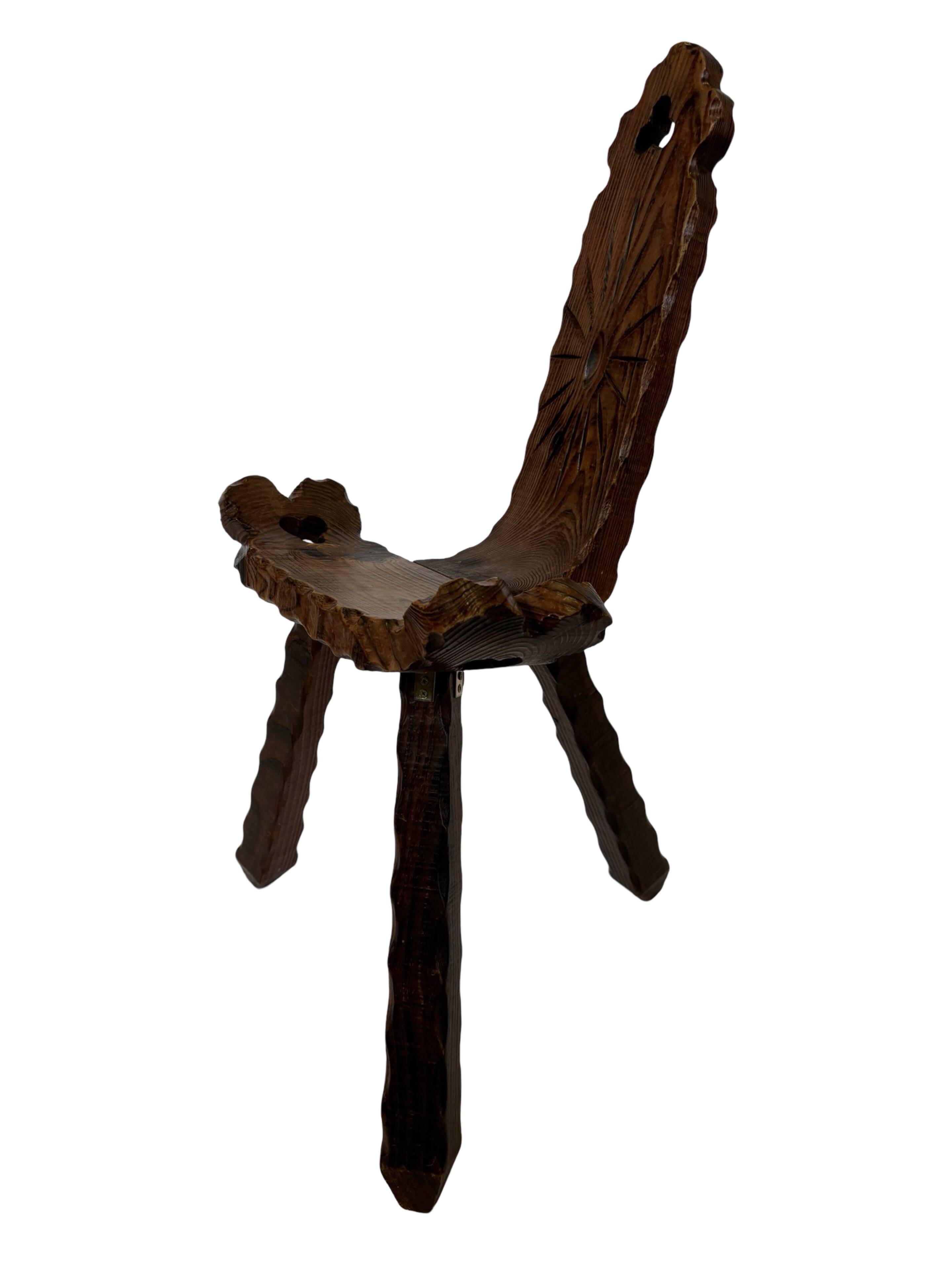 Vintage Spanish chair stool brutalist design