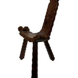 Vintage Spanish chair stool brutalist design